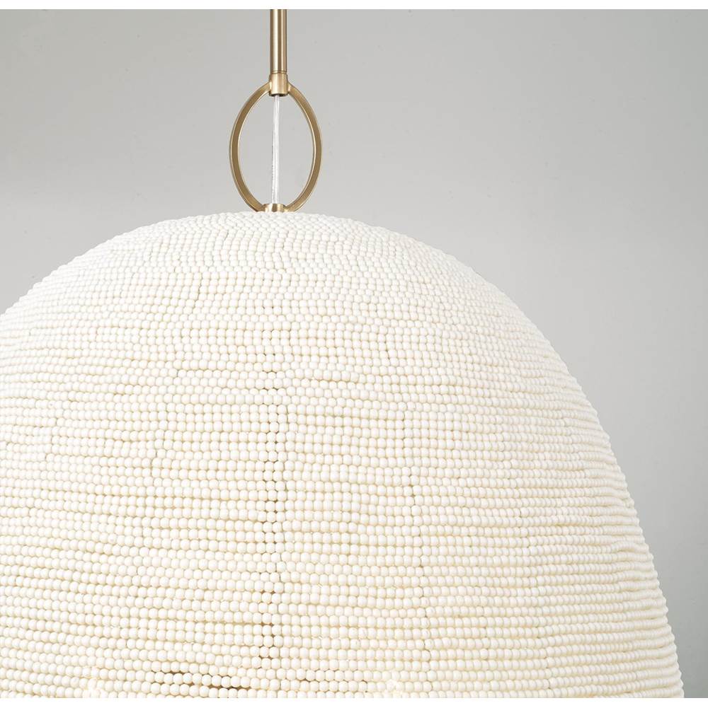 Capital Lighting 358814AD Aged Brass 25'' W X 30'' H 3-light Handcrafted Bell Pendant With Tiny Beads Painted Ivory In Aged Brass Image 3