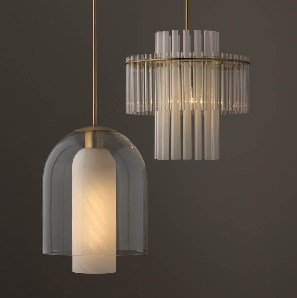 Capital Lighting 358711AD Aged Brass 15'' W X 19.5'' H 1-light Tiered Pendant In Aged Brass With Clear And Etched Glass Tubes Image 3