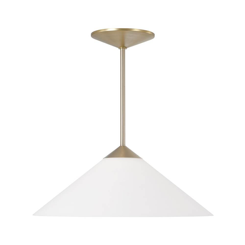 Capital Lighting 359111MA Matte Brass 22'' W X 9'' H 1-light Cone Pendant In Matte Brass With Soft White Glass And Tapered Canopy Image 1
