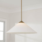 Capital Lighting Gatsby 22'' W X 9'' H 1-light Cone Pendant In Matte Brass With Soft White Glass And Tapered Canopy