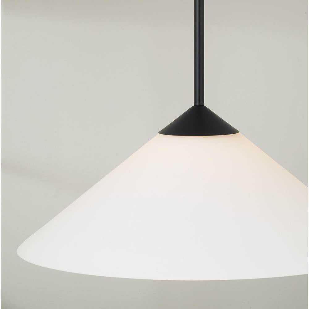 Capital Lighting 359111MB Matte Black 22'' W X 9'' H 1-light Cone Pendant In Matte Black With Soft White  Glass And Tapered Canopy Image 3