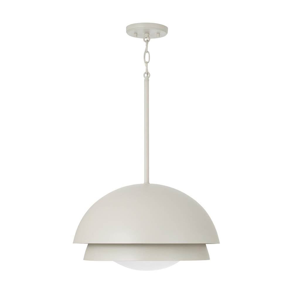 Capital Lighting 359211TP Taupe 17.25'' W X 10.5'' H 1-light Modern Tiered Dome Pendant In Taupe With Soft White Glass Diffuser Image 1