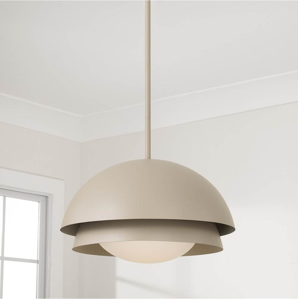 Capital Lighting Jensen 17.25'' W X 10.5'' H 1-light Modern Tiered Dome Pendant In Taupe With Soft White Glass Diffuser