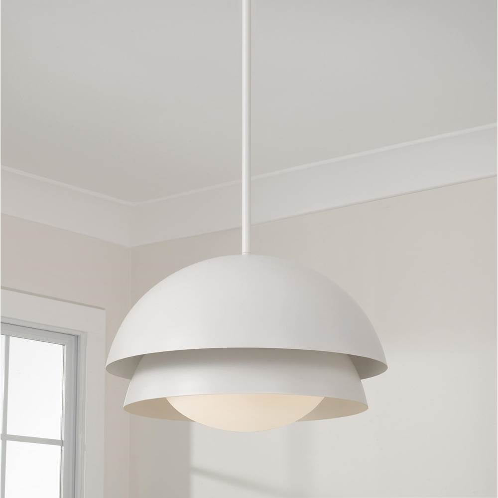 Capital Lighting Jensen 17.25'' W X 10.5'' H 1-light Modern Tiered Dome Pendant In Taupe With Soft White Glass Diffuser