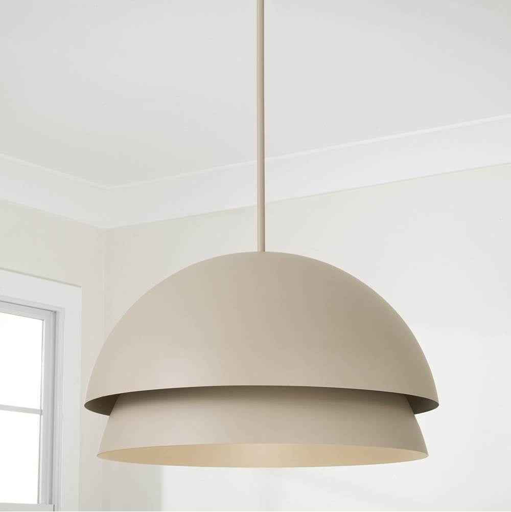Capital Lighting Jensen 25.25'' W X 15'' H 3-light Modern Tiered Dome Pendant In Taupe With Soft White Glass