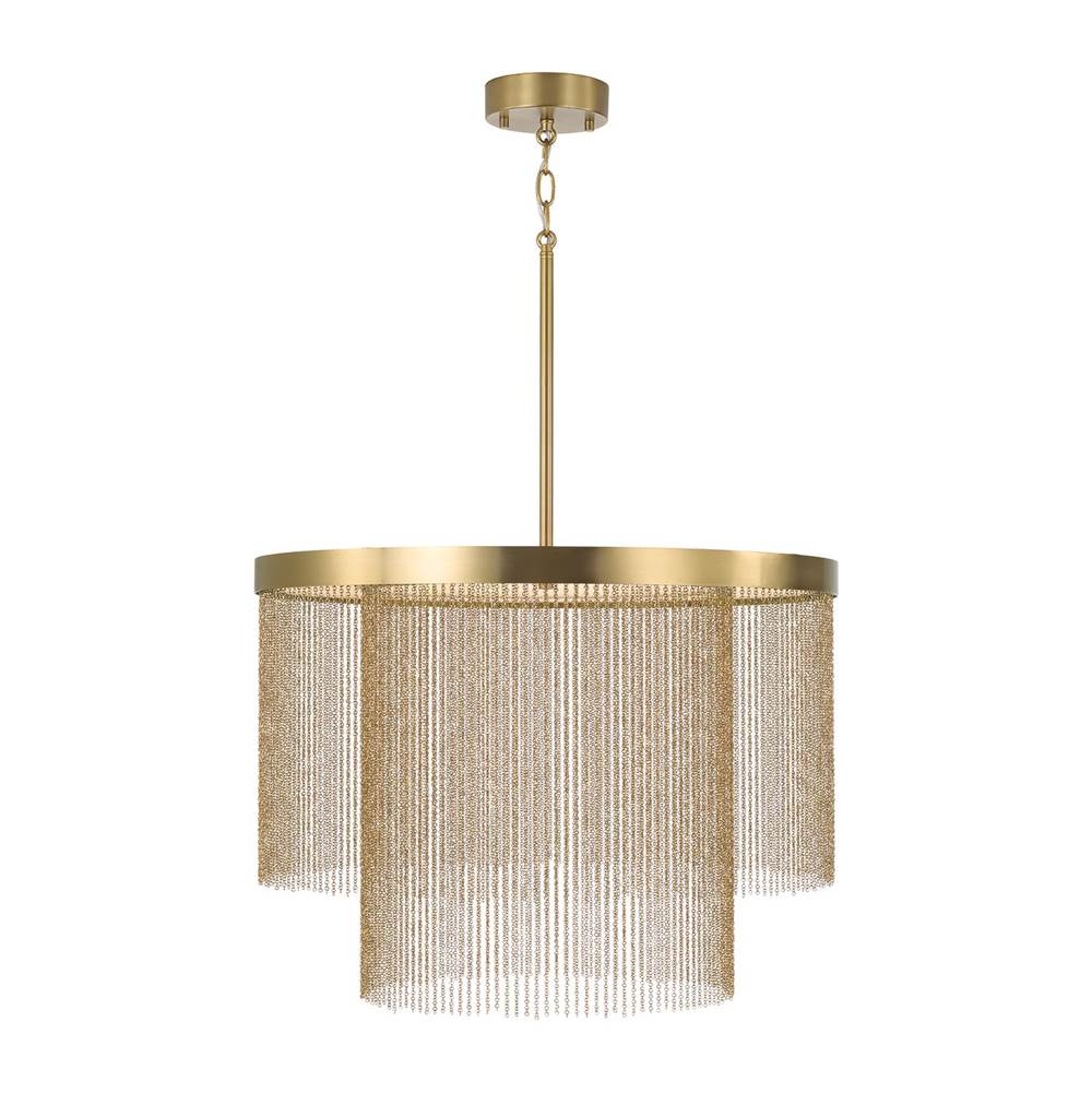 Capital Lighting 359321AD Aged Brass 23.75'' W X 18.25'' H Integrated Led Double Ring Pendant In Aged Brass With Tiered Cascading Delicate Chains Image 1