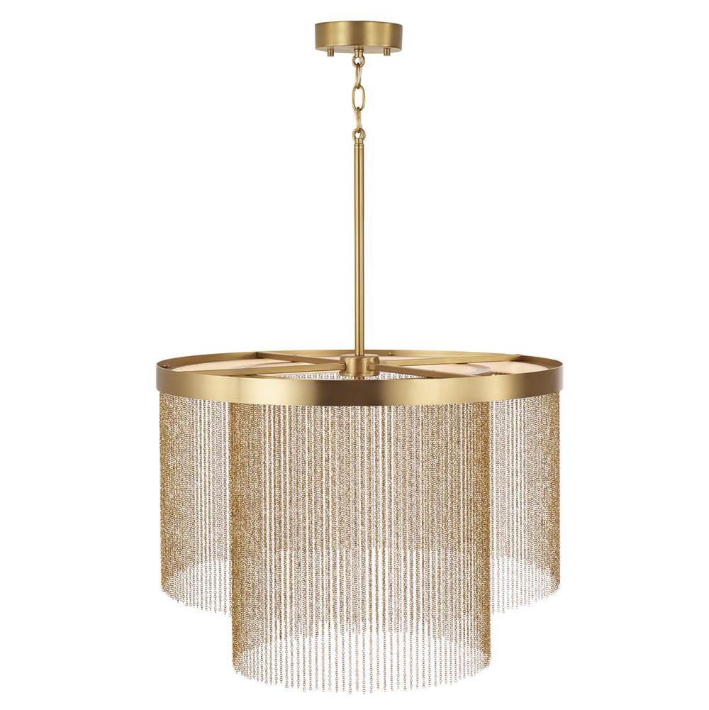 Capital Lighting 359321AD Aged Brass 23.75'' W X 18.25'' H Integrated Led Double Ring Pendant In Aged Brass With Tiered Cascading Delicate Chains Image 2