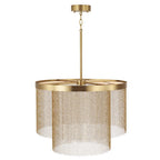 Capital Lighting 359321AD Aged Brass 23.75'' W X 18.25'' H Integrated Led Double Ring Pendant In Aged Brass With Tiered Cascading Delicate Chains Image 2