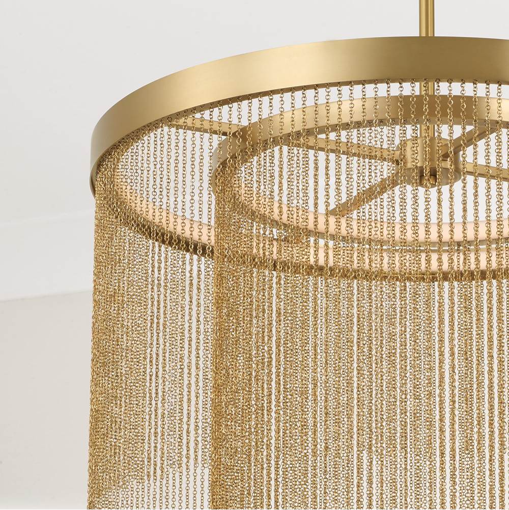 Capital Lighting 359321AD Aged Brass 23.75'' W X 18.25'' H Integrated Led Double Ring Pendant In Aged Brass With Tiered Cascading Delicate Chains Image 3