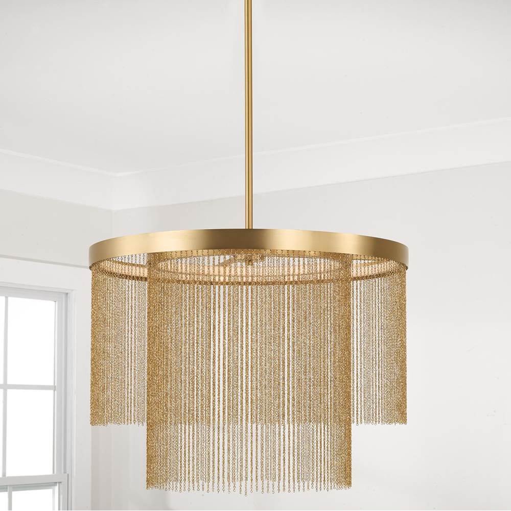 Capital Lighting Rae 23.75'' W X 18.25'' H Integrated Led Double Ring Pendant In Aged Brass With Tiered Cascading Delicate Chains
