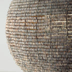 Capital Lighting 359711AGD Aegean Grey,Dark Brass 22.5'' W X 24'' H 1-light Intricate Beaded Orb Pendant With Handcrafted Wooden Beads In Aegean Grey And Dark Brass With Inner Glass Globe And Decorative Designer Chain Image 2