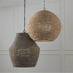 Capital Lighting 359711LFB Light Fawn,Matte Brass 22.5'' W X 24'' H 1-light Intricate Beaded Orb Pendant With Handcrafted Wooden Beads In Light Fawn And Matte Brass With Inner Glass Globe And Decorative Designer Chain Image 2