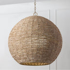 Capital Lighting Morada 22.5'' W X 24'' H 1-light Intricate Beaded Orb Pendant With Handcrafted Wooden Beads In Aegean Grey And Dark Brass With Inner Glass Globe And Decorative Designer Chain