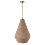 Capital Lighting 359712LFB Light Fawn,Matte Brass 20'' W X 30.5'' H 1-light Intricate Beaded Teardrop Pendant With Handcrafted Wooden Beads In Light Fawn And Matte Brass With Inner Glass Globe And Decorative Designer Chain Image 2