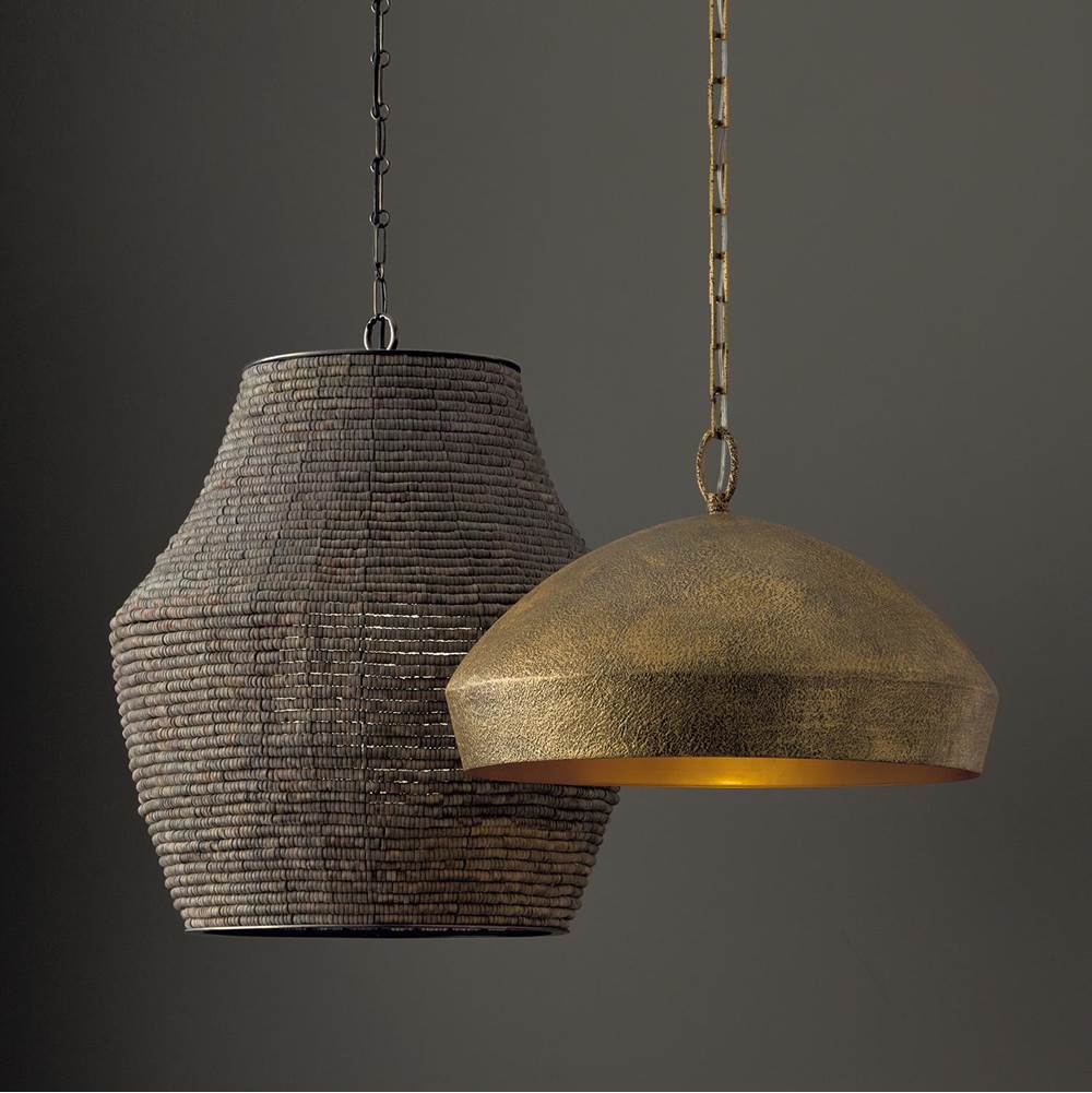 Capital Lighting 359713AGD Aegean Grey,Dark Brass 23'' W X 27.5'' H 1-light Intricate Beaded Vase Pendant With Handcrafted Wooden Beads In Aegean Grey And Dark Brass With Inner Glass Globe And Decorative Designer Chain Image 2