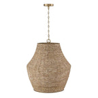 Capital Lighting 359713LFB Light Fawn,Matte Brass 23'' W X 27.5'' H 1-light Intricate Beaded Vase Pendant With Handcrafted Wooden Beads In Light Fawn And Matte Brass With Inner Glass Globe And Decorative Designer Chain Image 2