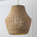 Capital Lighting Morada 23'' W X 27.5'' H 1-light Intricate Beaded Vase Pendant With Handcrafted Wooden Beads In Aegean Grey And Dark Brass With Inner Glass Globe And Decorative Designer Chain