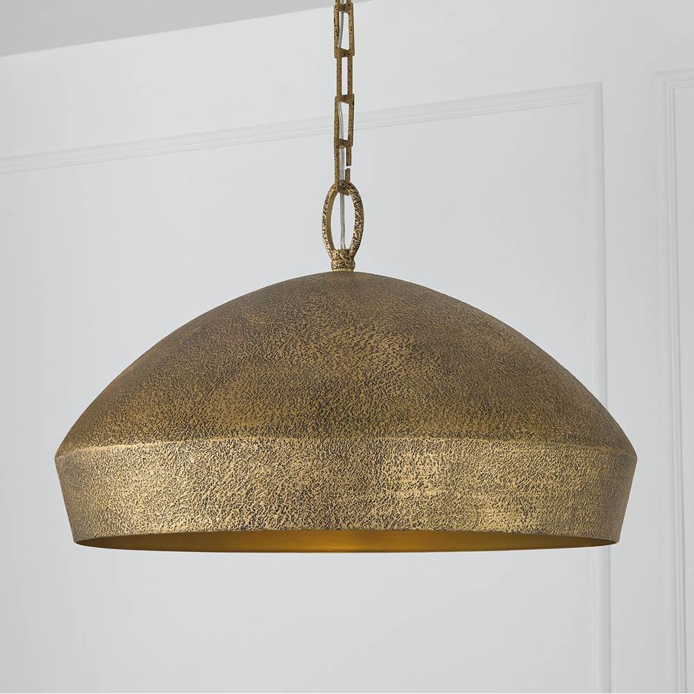 Capital Lighting Savari 21.5'' W X 135'' H 1-light Unique Open Dome Pendant In Artisan Gold With Hand-painted Texture
