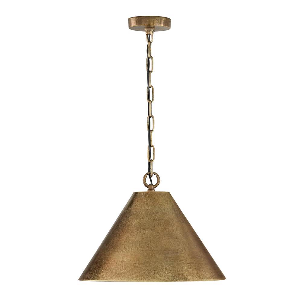 Capital Lighting 360011XB Oxidized Brass 17'' W X 12.5'' H 1-light Cone Pendant In Distressed Oxidized Brass With Designer Chain Image 1