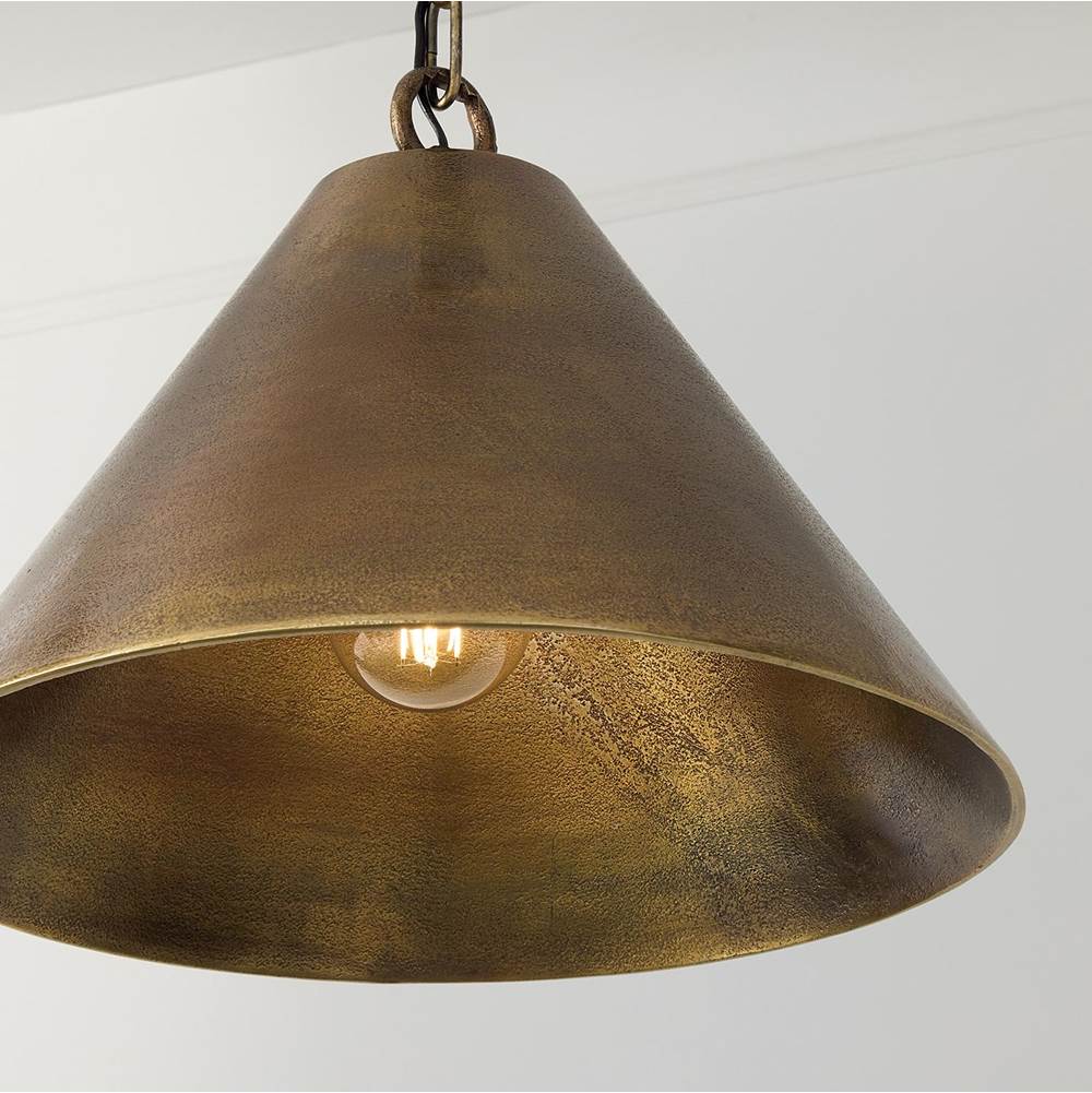 Capital Lighting 360011XB Oxidized Brass 17'' W X 12.5'' H 1-light Cone Pendant In Distressed Oxidized Brass With Designer Chain Image 5