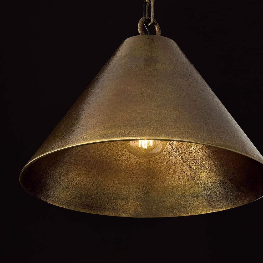 Capital Lighting 360011XB Oxidized Brass 17'' W X 12.5'' H 1-light Cone Pendant In Distressed Oxidized Brass With Designer Chain Image 3