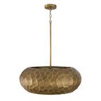 Capital Lighting 360241BPB Burnished Patinaed Brass 26'' W X 9.75'' H 4-light Faceted Drum Pendant In Burnished Patinaed Brass With Handcrafted Sandcast Distressed Texture Image 2