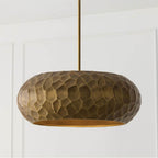 Capital Lighting Dorian 26'' W X 9.75'' H 4-light Faceted Drum Pendant In Burnished Patinaed Brass With Handcrafted Sandcast Distressed Texture