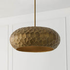 Capital Lighting 360241BPB Burnished Patinaed Brass 26'' W X 9.75'' H 4-light Faceted Drum Pendant In Burnished Patinaed Brass With Handcrafted Sandcast Distressed Texture Image 3