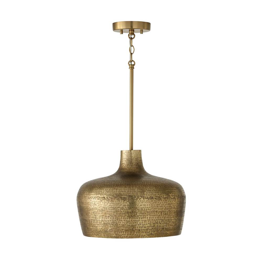 Capital Lighting 360311THB Tibetan Hammered Brass 15'' W X 11.5'' H  1-light Handcrafted Pendant In Tibetan Hammered Brass Image 1