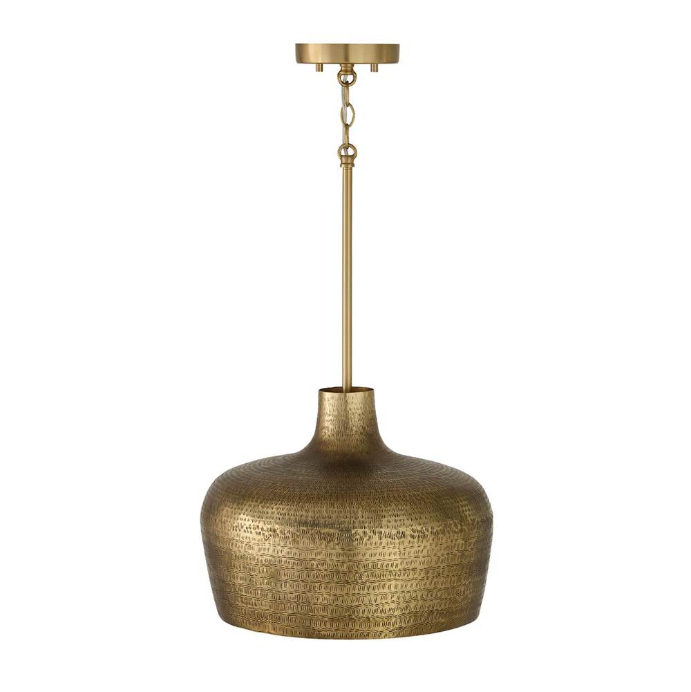Capital Lighting 360311THB Tibetan Hammered Brass 15'' W X 11.5'' H  1-light Handcrafted Pendant In Tibetan Hammered Brass Image 2
