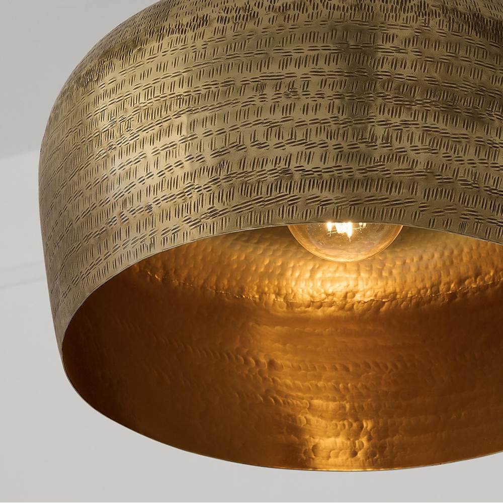 Capital Lighting 360311THB Tibetan Hammered Brass 15'' W X 11.5'' H  1-light Handcrafted Pendant In Tibetan Hammered Brass Image 3