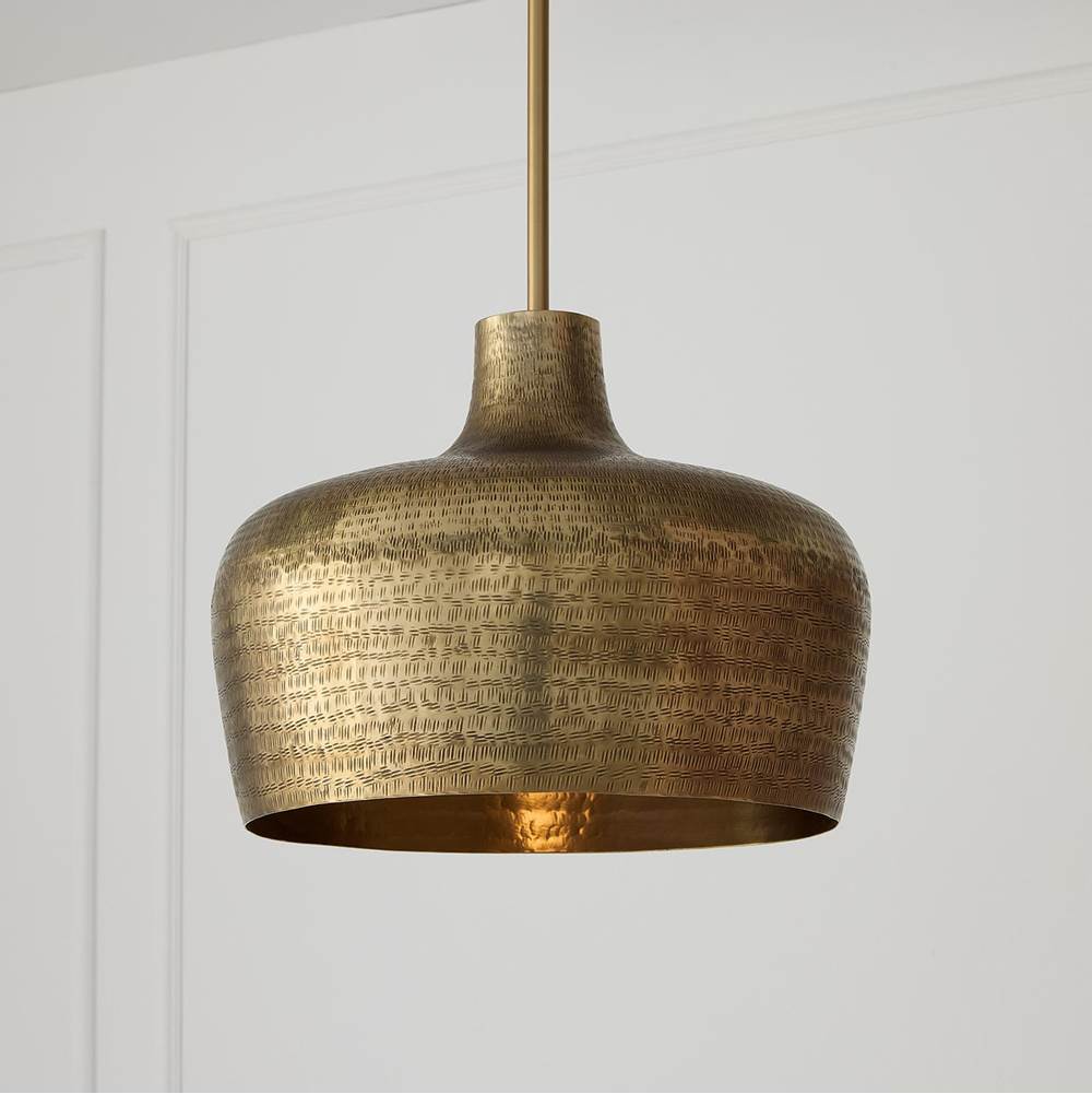 Capital Lighting Myriah 15'' W X 11.5'' H  1-light Handcrafted Pendant In Tibetan Hammered Brass