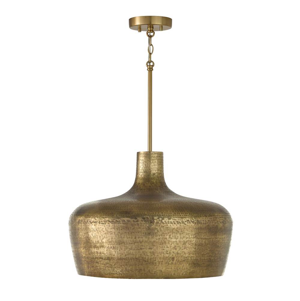Capital Lighting 360312THB Tibetan Hammered Brass 19.5'' W X 15'' H 1-light Handcrafted Pendant In Tibetan Hammered Brass Image 1