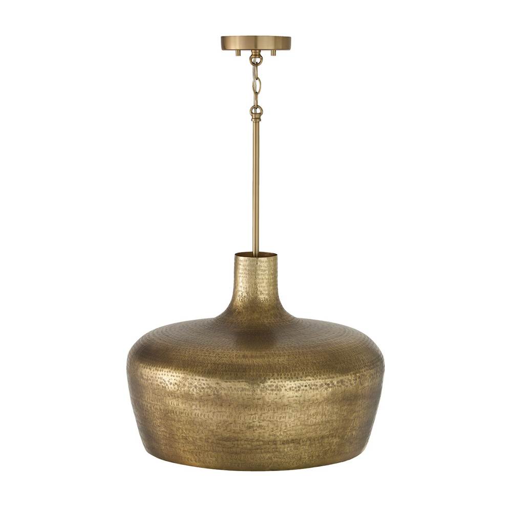 Capital Lighting 360312THB Tibetan Hammered Brass 19.5'' W X 15'' H 1-light Handcrafted Pendant In Tibetan Hammered Brass Image 3