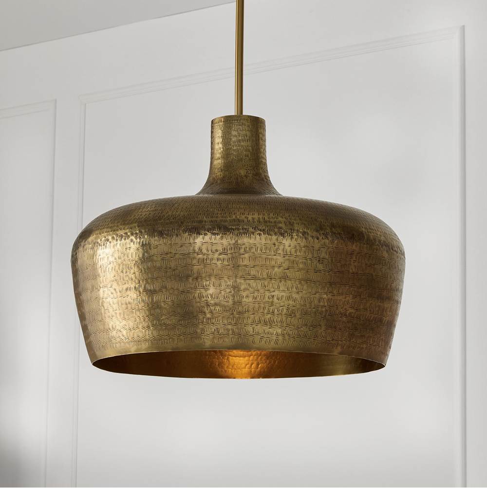 Capital Lighting Myriah 19.5'' W X 15'' H 1-light Handcrafted Pendant In Tibetan Hammered Brass