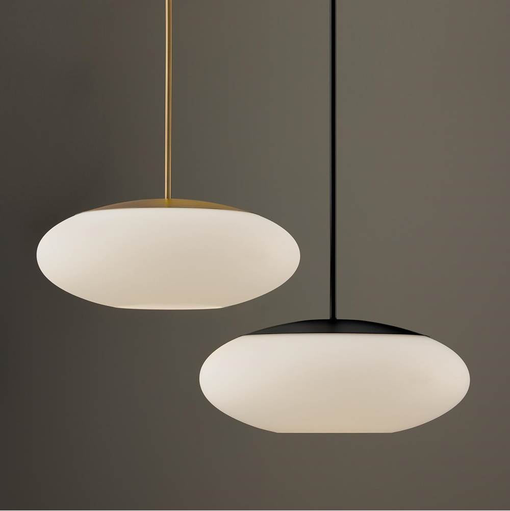 Capital Lighting 360511MB Matte Black 20'' W X 8.25'' H  1-light Pendant In Matte Black With Soft White Glass Oval Globe Image 2