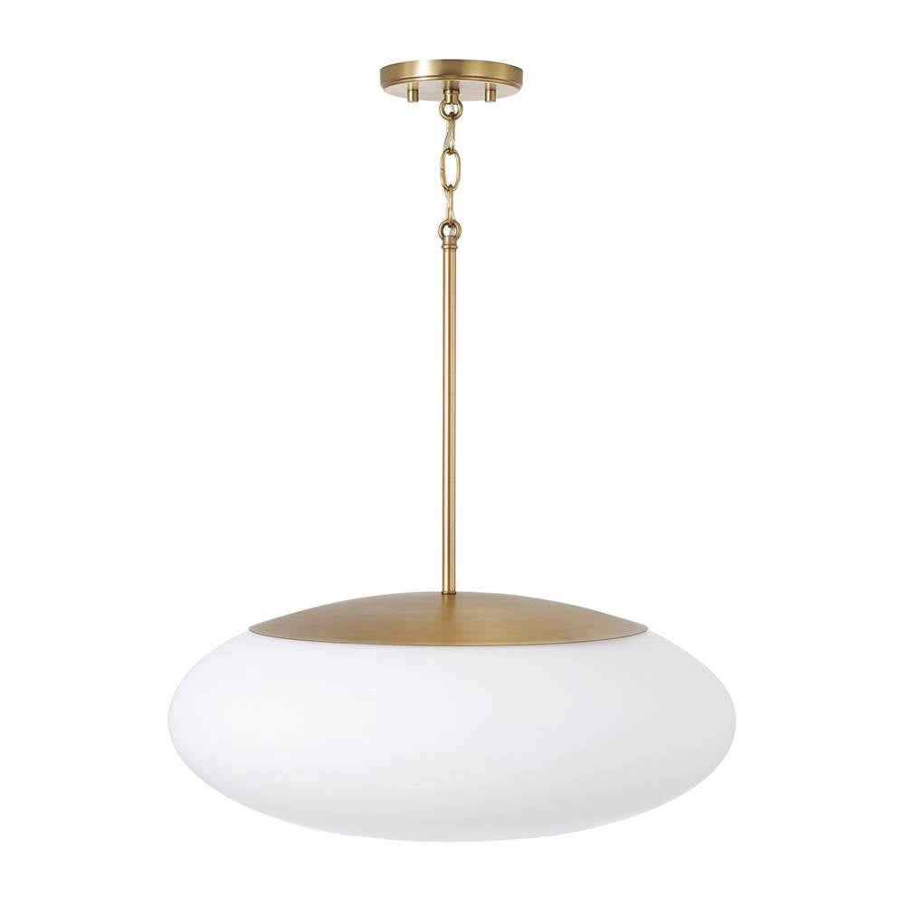 Capital Lighting 360511AD Aged Brass 20'' W X 8.25'' H  1-light Pendant In Aged Brass With Soft White Glass Oval Globe Image 4