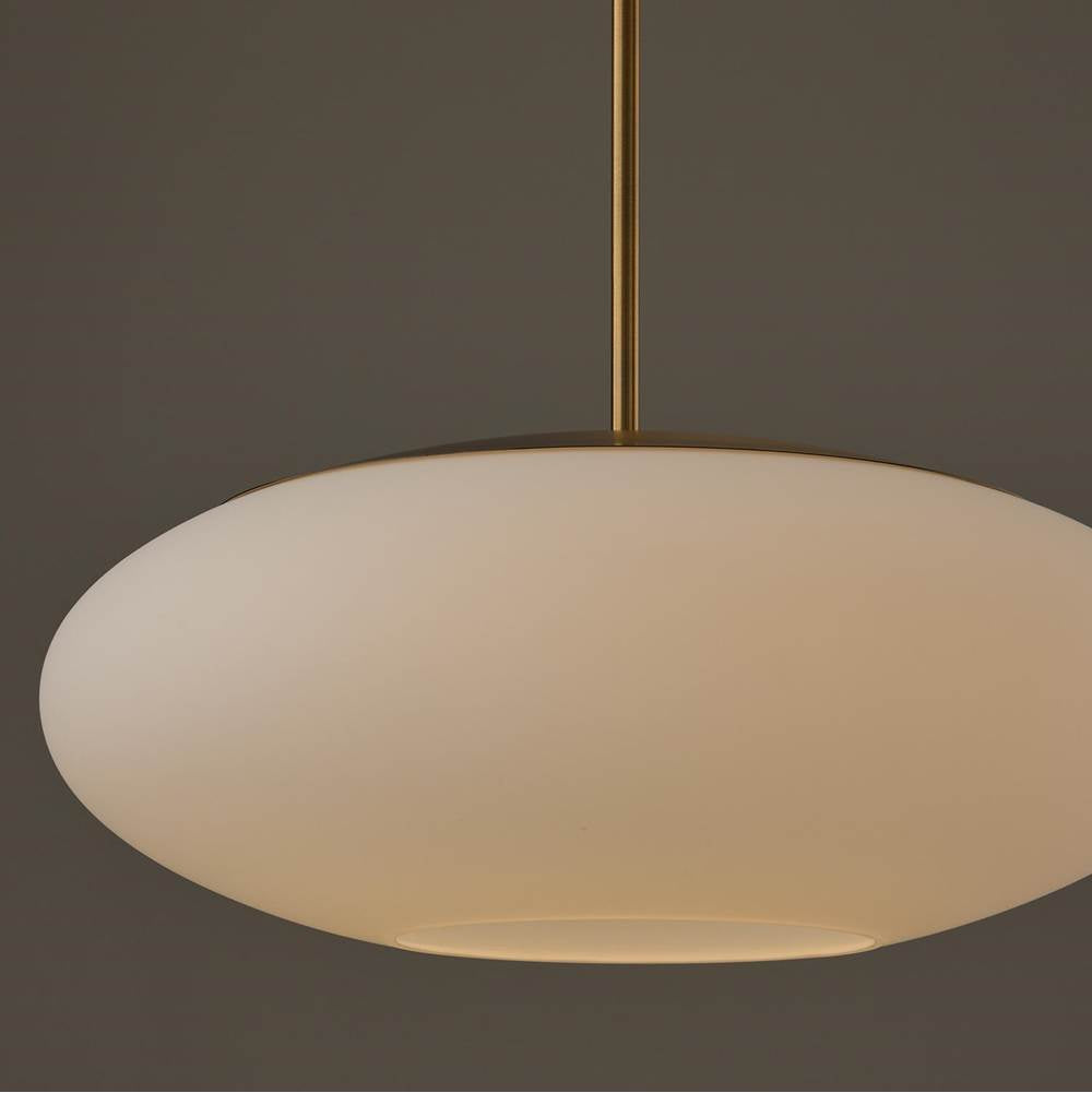 Capital Lighting 360511AD Aged Brass 20'' W X 8.25'' H  1-light Pendant In Aged Brass With Soft White Glass Oval Globe Image 6