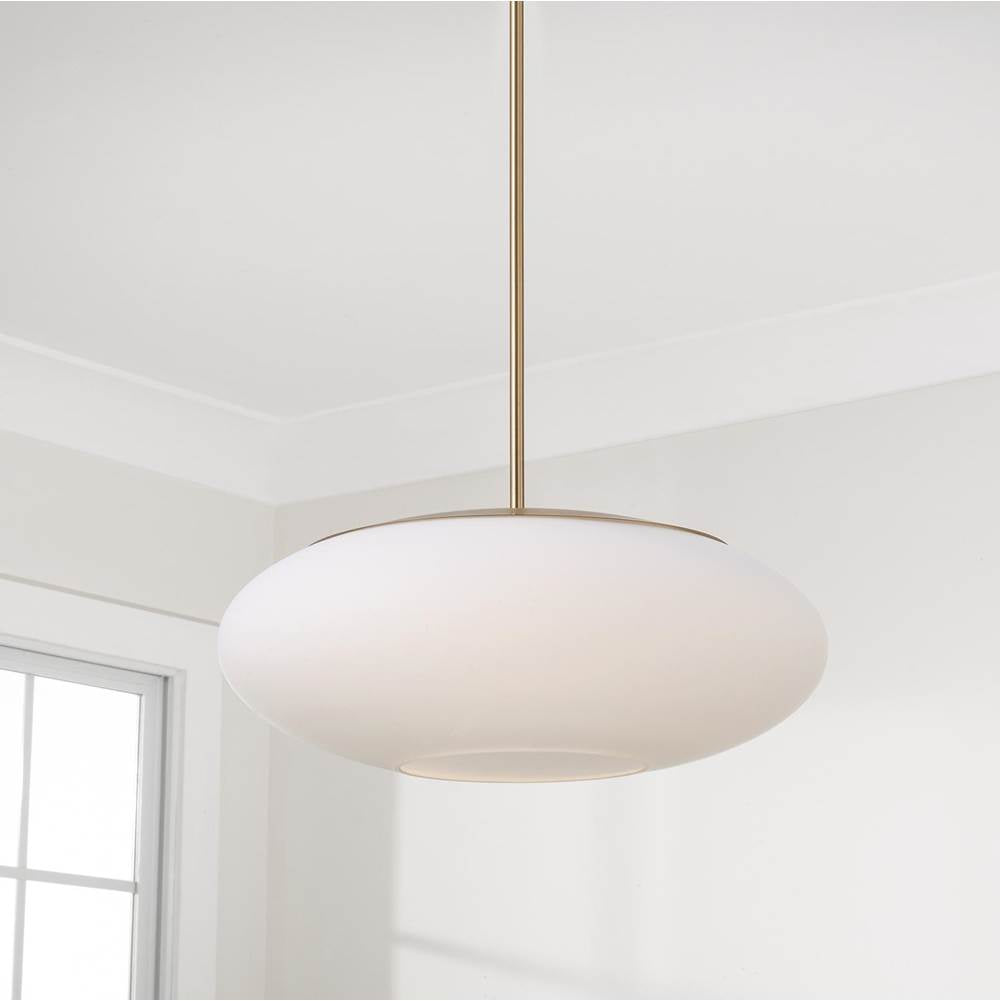 Capital Lighting Soren 20'' W X 8.25'' H  1-light Pendant In Aged Brass With Soft White Glass Oval Globe
