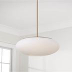 Capital Lighting Soren 20'' W X 8.25'' H  1-light Pendant In Aged Brass With Soft White Glass Oval Globe