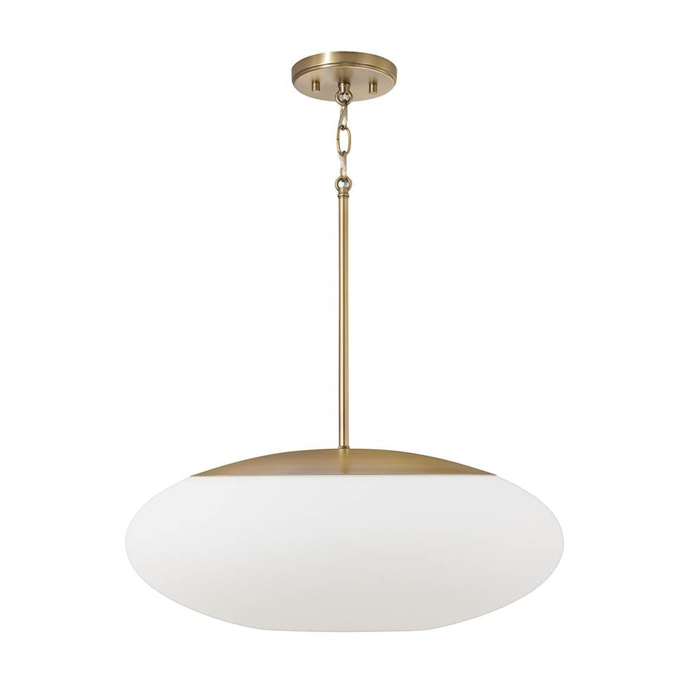 Capital Lighting 360511AD Aged Brass 20'' W X 8.25'' H  1-light Pendant In Aged Brass With Soft White Glass Oval Globe Image 3