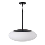 Capital Lighting 360511MB Matte Black 20'' W X 8.25'' H  1-light Pendant In Matte Black With Soft White Glass Oval Globe Image 3