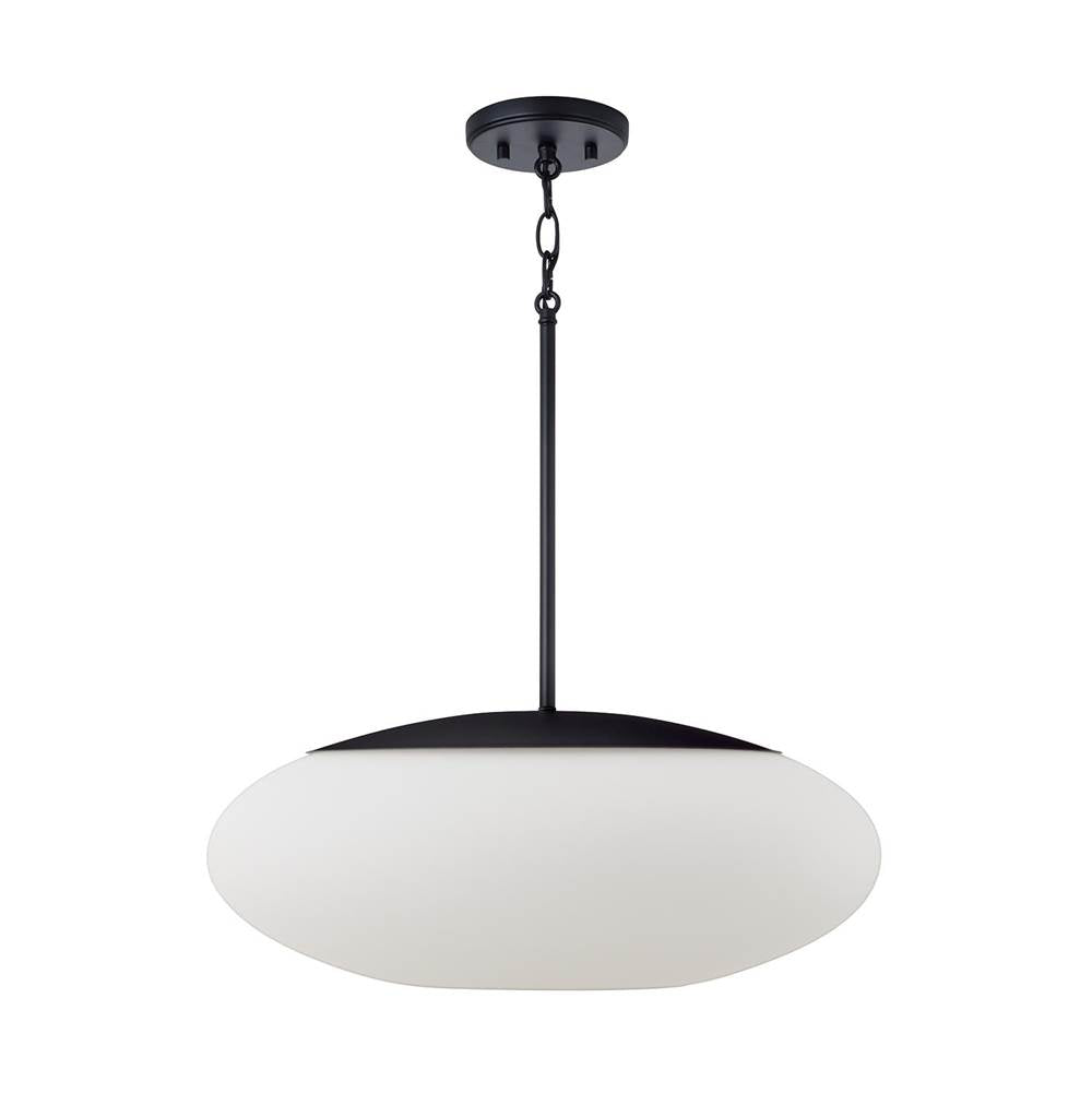 Capital Lighting 360511MB Matte Black 20'' W X 8.25'' H  1-light Pendant In Matte Black With Soft White Glass Oval Globe Image 4