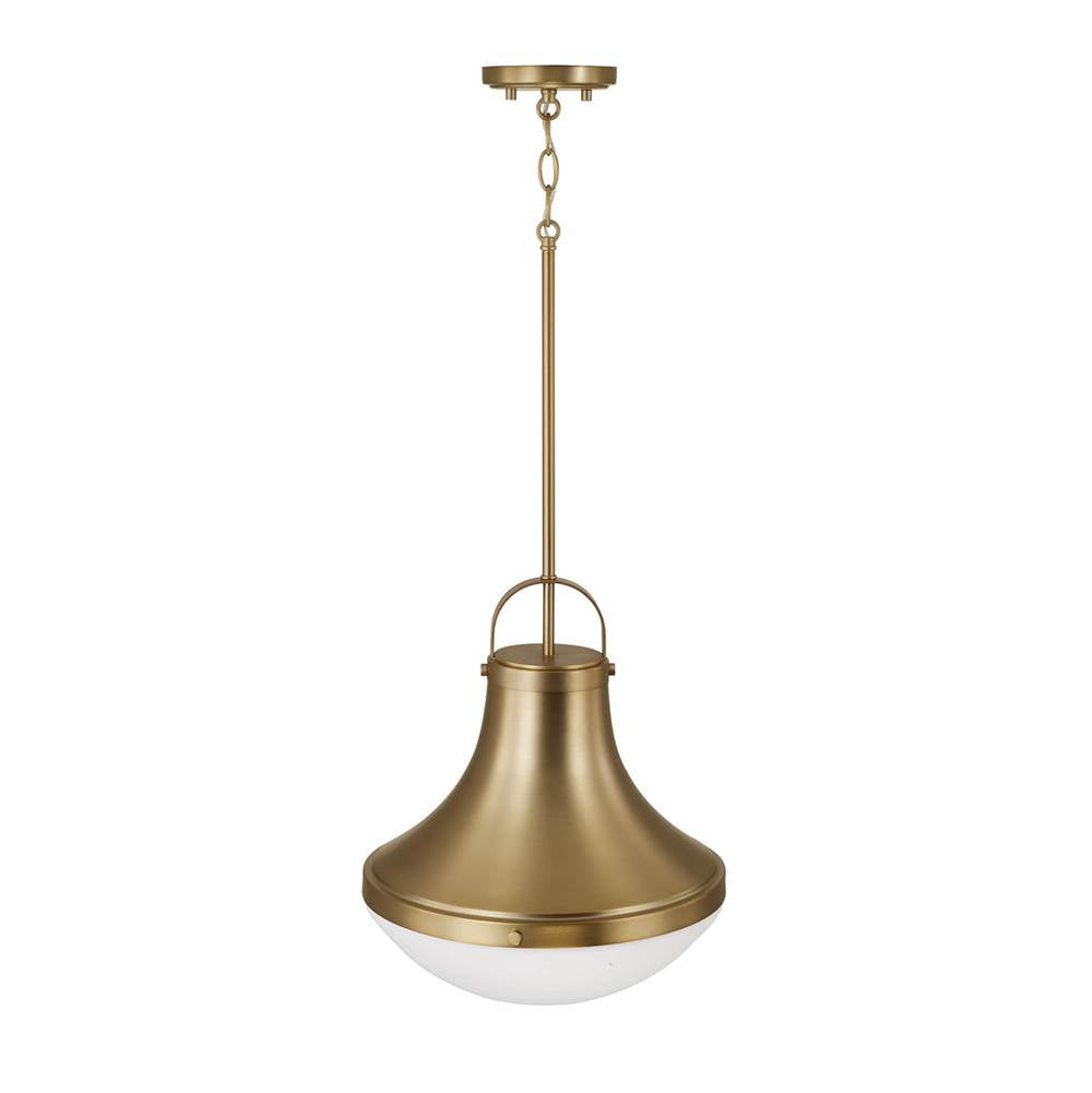 Capital Lighting 361411AD Aged Brass 14'' W X 15.75'' H 1-light Teardrop Pendant In Aged Brass With Soft White Glass Image 2