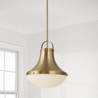 Capital Lighting Arlo 14'' W X 15.75'' H 1-light Teardrop Pendant In Aged Brass With Soft White Glass