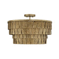 Capital Lighting 361641AGO Ancestral Gold 20.5'' W X 14.5'' H 4-light Dual Mount Tiered Drum Pendant In Textured Ancestral Gold With Dangling Petal Adornments Image 1