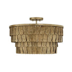 Capital Lighting 361641AGO Ancestral Gold 20.5'' W X 14.5'' H 4-light Dual Mount Tiered Drum Pendant In Textured Ancestral Gold With Dangling Petal Adornments Image 1