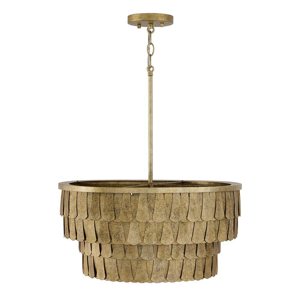 Capital Lighting 361641AGO Ancestral Gold 20.5'' W X 14.5'' H 4-light Dual Mount Tiered Drum Pendant In Textured Ancestral Gold With Dangling Petal Adornments Image 3