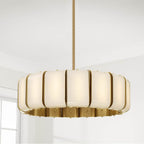 Capital Lighting Marcell 26.5'' W X 8'' H Integrated Led Pendant In Aged Brass With White Milk Glass Panels