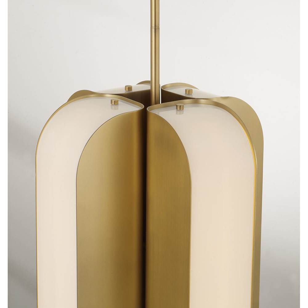 Capital Lighting 361841AD Aged Brass 12'' W X 18'' H Integrated Led Pendant In Aged Brass With White Milk Glass Panels Image 4